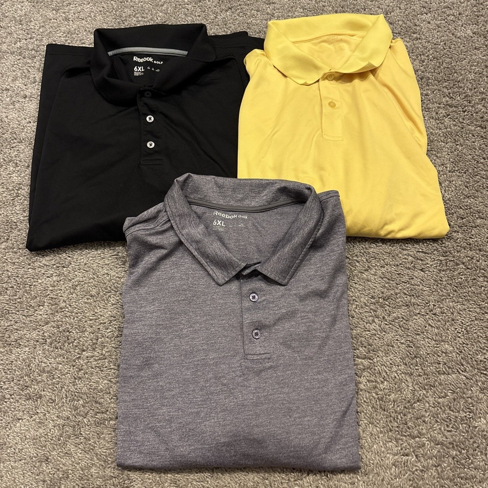 Lot Of 3 Reebok Golf Shirt Mens 6XL Collared Stretch Summer Comfort Solid